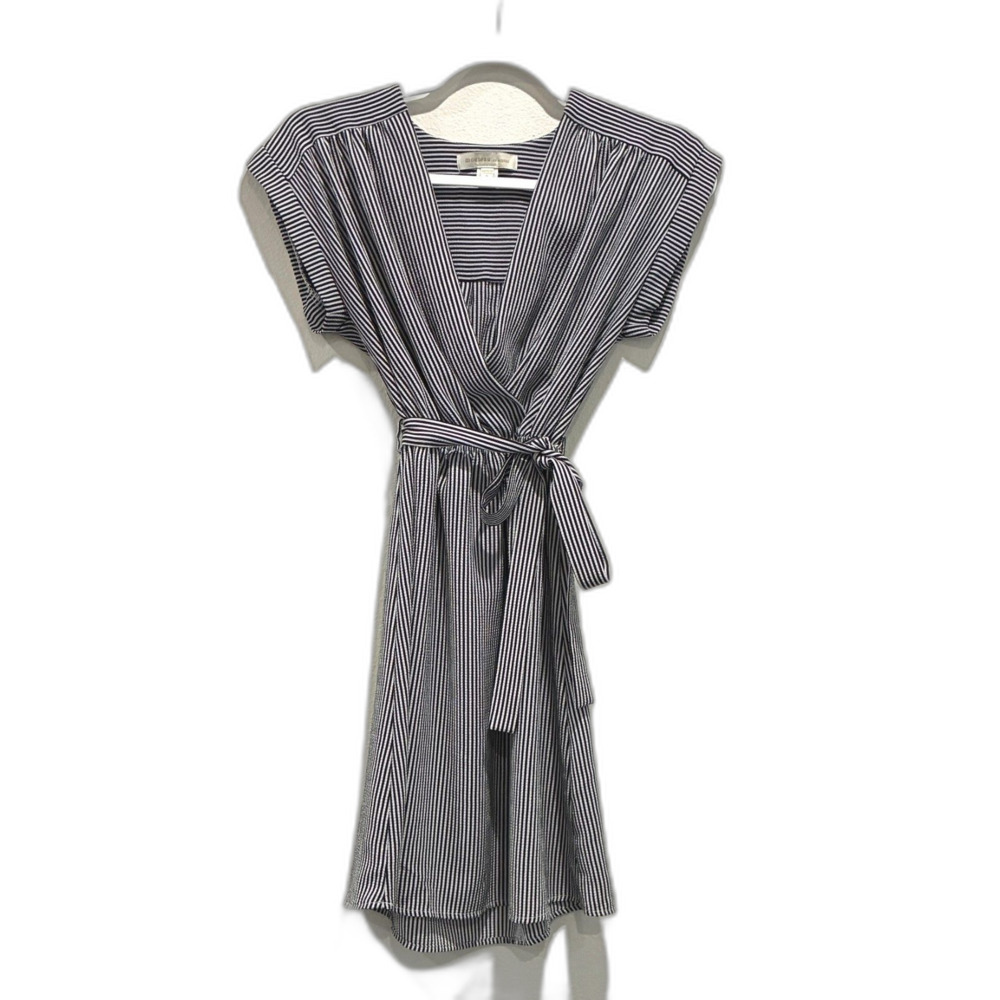 Navy Striped Wrap Style Dress, Size Small, Monteau Los Angeles